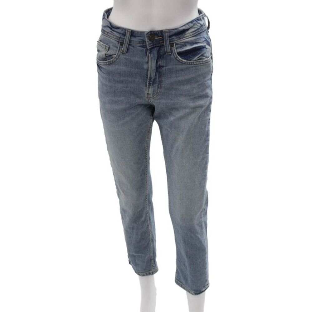 Zara Womens Cropped Ankle Mid Rise Blue Cotton Elastane Jeans Size 0